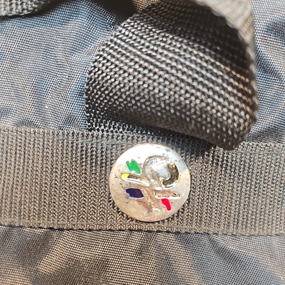 Vtg 1990s United Colors Of Benetton Nylon Duffel Black Logo Colorblock Pockets - Picture 11 of 16